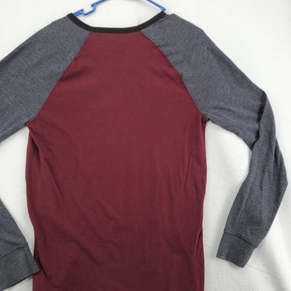 AMERICAN EAGLE Shirt Men's Long Sleeve Crew Neck Pullover Tee Red Gray Medium - Picture 12 of 12